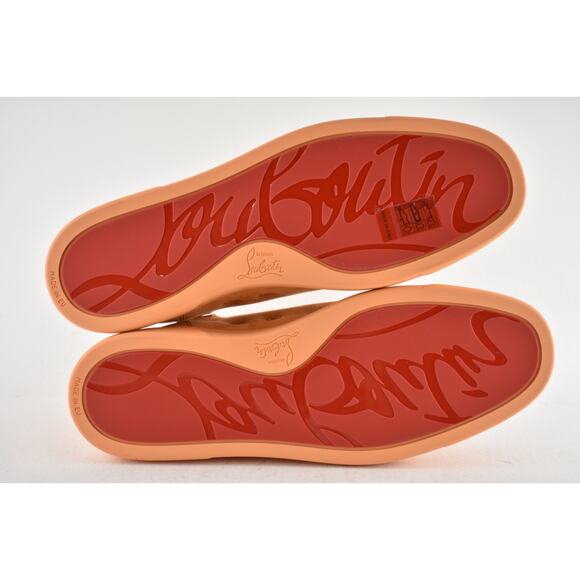 Christian Louboutin Lou Spikes Flat Melon Orange Suede High Top Sneaker 44 11 - Picture 15 of 15